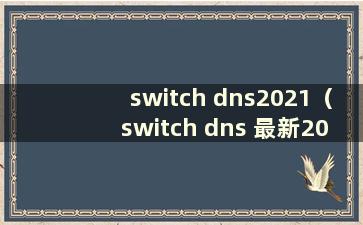 switch dns2021（switch dns 最新2021）